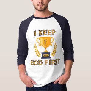 Camiseta Mantengo a Dios basado en la primera fe 3/4 hombre