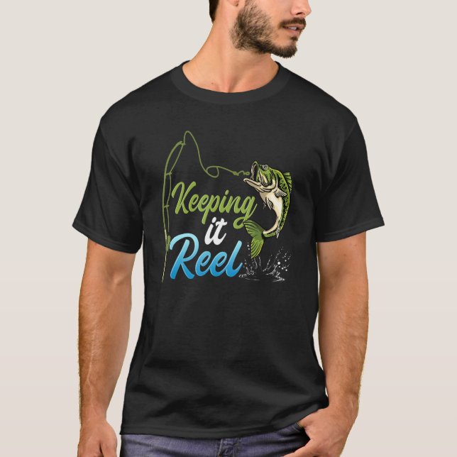 Camiseta Manteniéndolo pescando de carrete Gif saltando anz (Anverso)