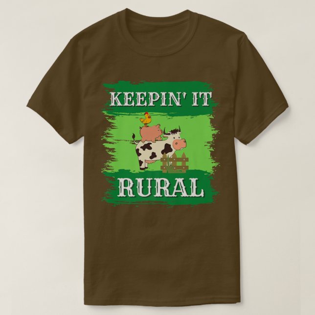 Camiseta Manteniéndolo rural, cerdos, pollos de vacas, gran (Diseño del anverso)