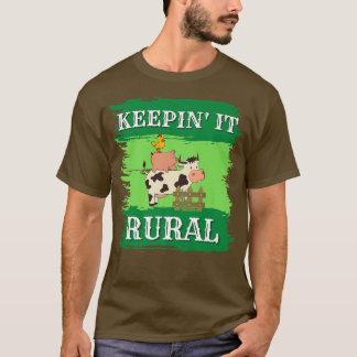 Camiseta Manteniéndolo rural, cerdos, pollos de vacas, gran