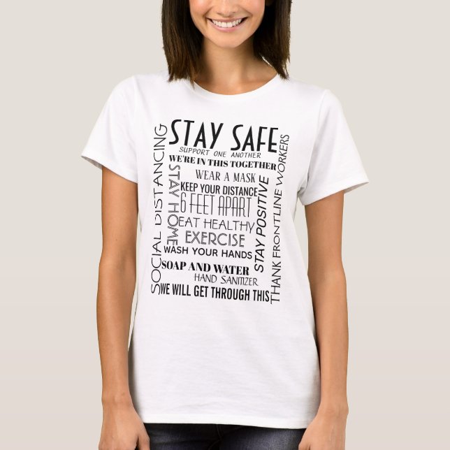 Camiseta Mantente a salvo Estamos en este mensaje de palabr (Anverso)