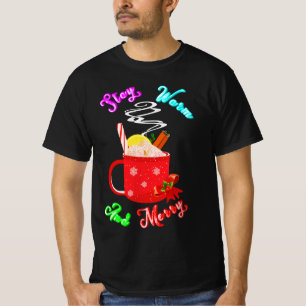 Camiseta Mantente Cálido Y Feliz Navidad De Copos De Nieve