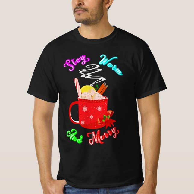 Camiseta Mantente Cálido Y Feliz Navidad De Copos De Nieve (Anverso)