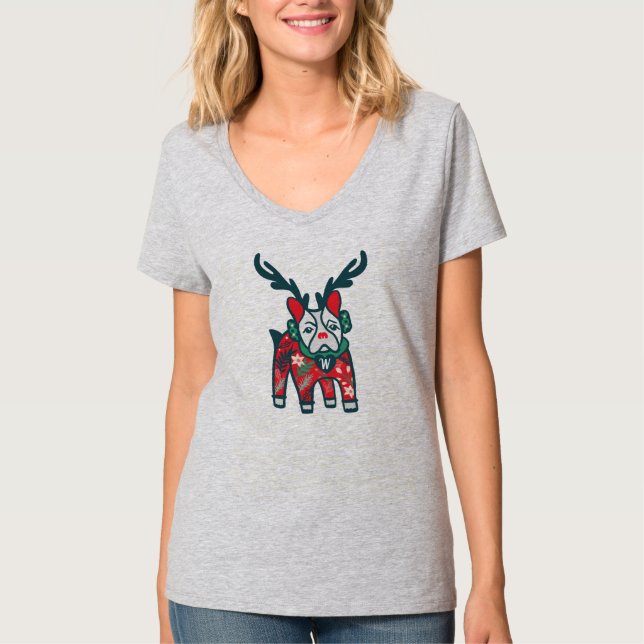 Camiseta Mantente cómodo | Navidades de renos de Bulldog fr (Anverso)