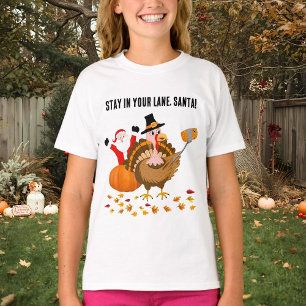 Camiseta Mantente en tu carril, Santa haciendo fotobomba a