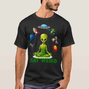 Camiseta Mantente Extraño Zen Green Alien Y Yoga Pose