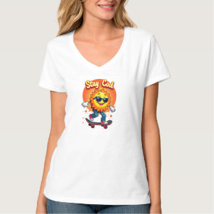 Camiseta Mantente Guay con el sol del Skateboarding