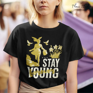 Camiseta Mantente joven para siempre feliz Chica corriendo