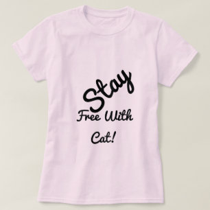 Camiseta Mantente libre con gato gracioso blanco personaliz