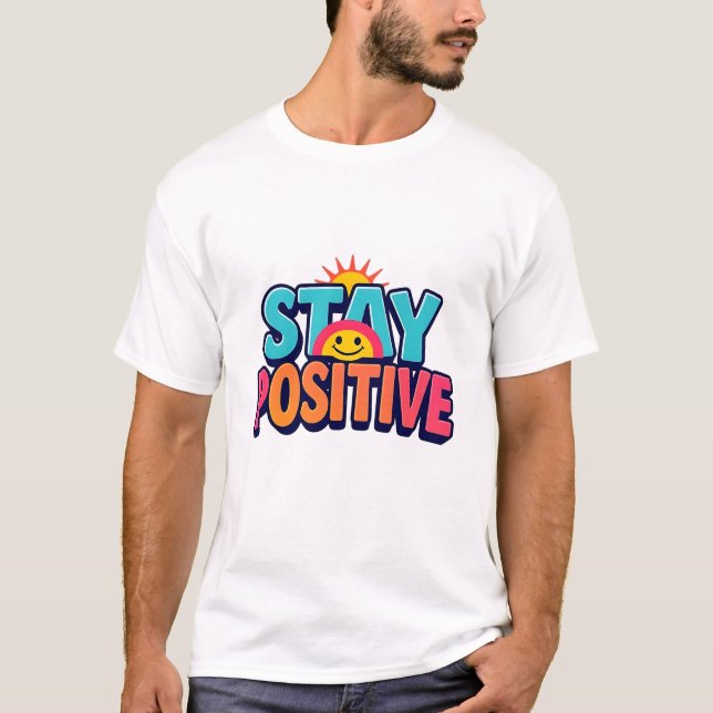 Camiseta Mantente positivo arcoiris sonriente cara tee (Anverso)
