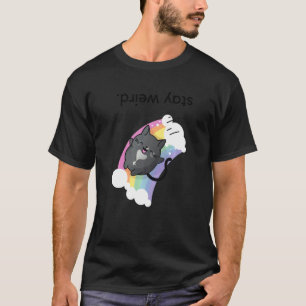 Camiseta Mantente raro al revés: gato y arcoiris de Tuxedo