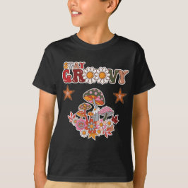 Camiseta Mantente Retro Groovy Hongo y Flor de Margarita Vi