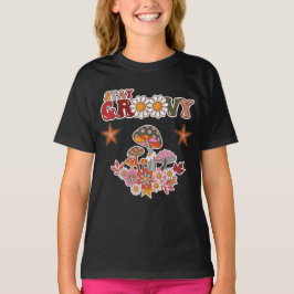Camiseta Mantente Retro Groovy Hongo y Flor de Margarita Vi
