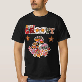 Camiseta Mantente Retro Groovy Hongo y Flor de Margarita Vi