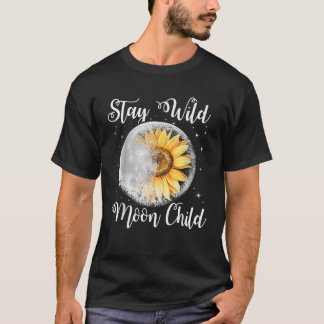 Camiseta Mantente salvaje de luna niño Hippie Sunflower Tsh