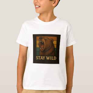 Camiseta Mantente salvaje gráfico de animales de época para