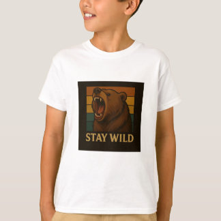 Camiseta Mantente salvaje gráfico de animales de época para