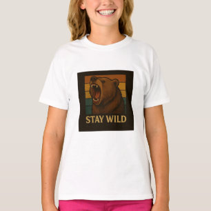 Camiseta Mantente salvaje gráfico de animales de época para