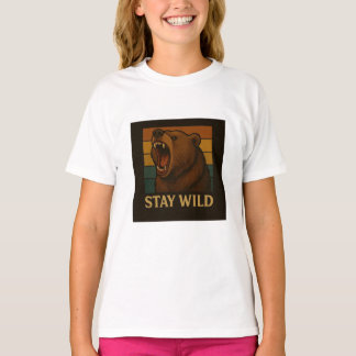 Camiseta Mantente salvaje gráfico de animales de época para
