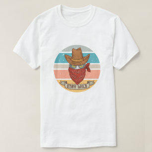Camiseta Mantente salvaje, mísero gato meme cowboy