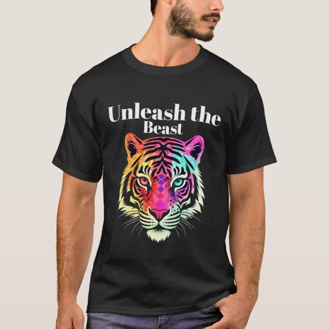 Camiseta Mantente salvaje Neon Tiger Face T-Shirt (Anverso)