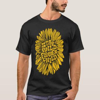 Camiseta Mantente salvaje niño de flor gitano hippie amaril