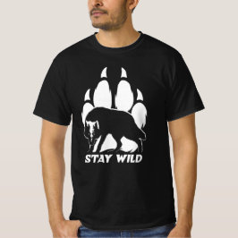 Camiseta Mantente salvaje: silueta de lobo y huella