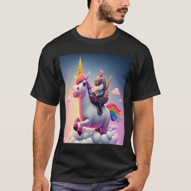 Camiseta Mantequilla de unicornio con arcoiris suave montan (Anverso)