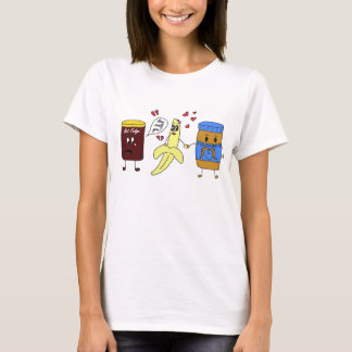Camiseta mantequilla del plátano y de cacahuete