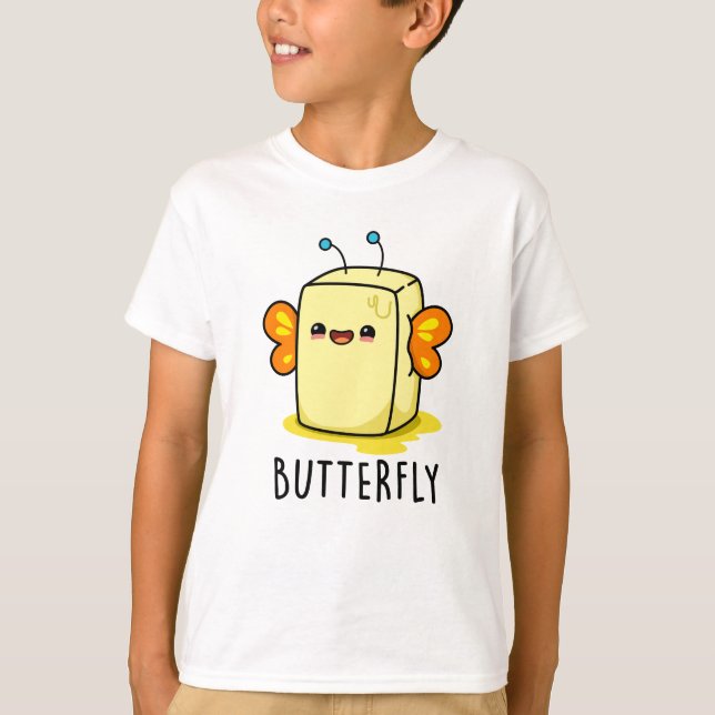 Camiseta Mantequilla divertida de mariposa con un bollo de  (Anverso)