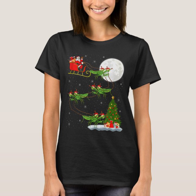 Camiseta Mantis Insect Santa Sleigh Flying Funny Magical Ch (Anverso)