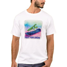 Mantis religiosa snowboard rezando por nieve arte