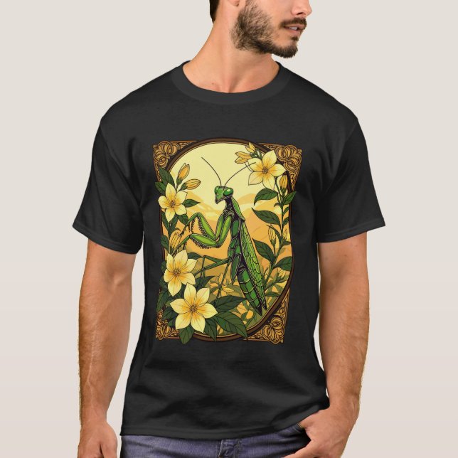 Camiseta Mantis y flores de jazmín amarillo (Anverso)