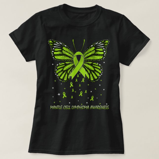 Camiseta Mantle Cell Linfoma Sensibilización Mariposa (Diseño del anverso)