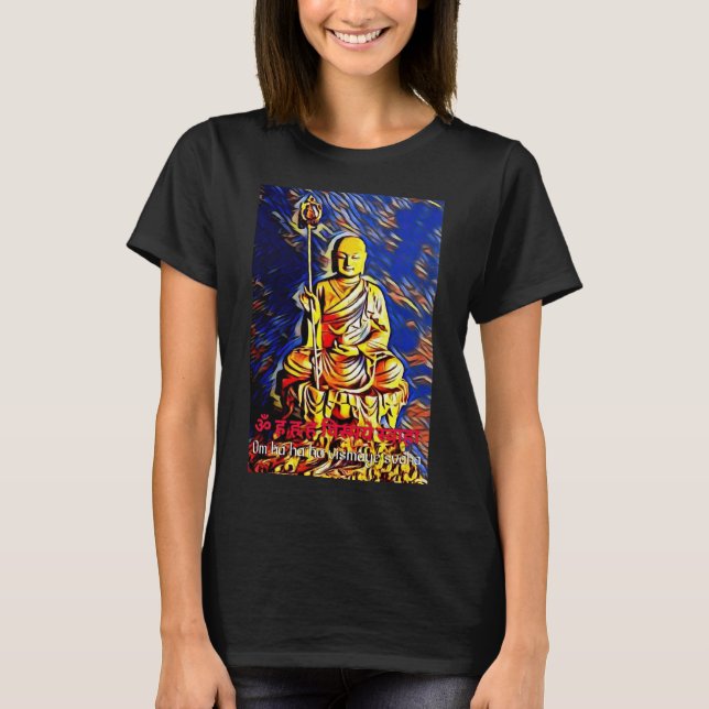 Camiseta Mantra budista Ksitigarbha Bodhisattva Devanagari (Anverso)
