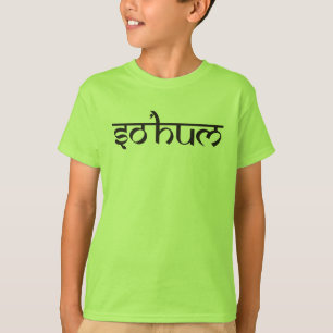 Camiseta Mantra SO HUM - contorno blanco y negro plano