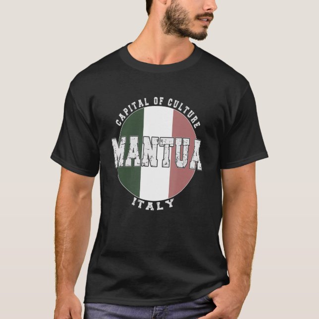 Camiseta Mantua Italia, bandera italiana vintage (Anverso)