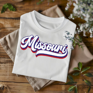 Camiseta manuscrita azul y blanca de Missouri