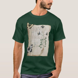 Camiseta Manuscrito Voynich página alterada Mariposa Botáni