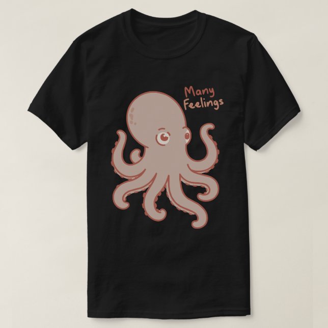 Camiseta Many Feelings Cute Octopus Illustration (Diseño del anverso)