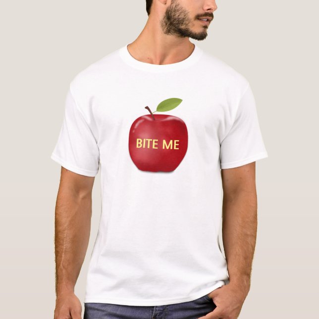 Camiseta Manzana con texto editable 'morderme' (Anverso)