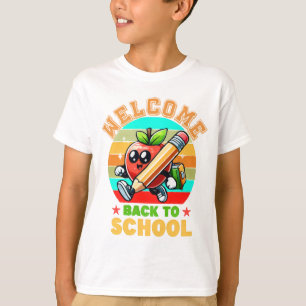 Camiseta Manzana de dibujos animados retro linda   Bienveni