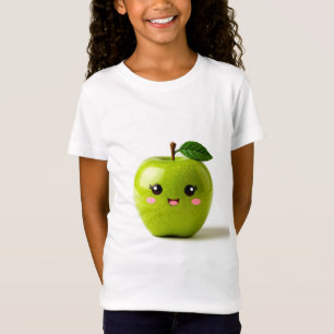 Camiseta Manzana de dibujos animados sonriente con cara lin