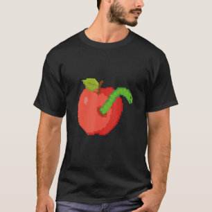Camiseta Manzana de píxeles con gusano dentro