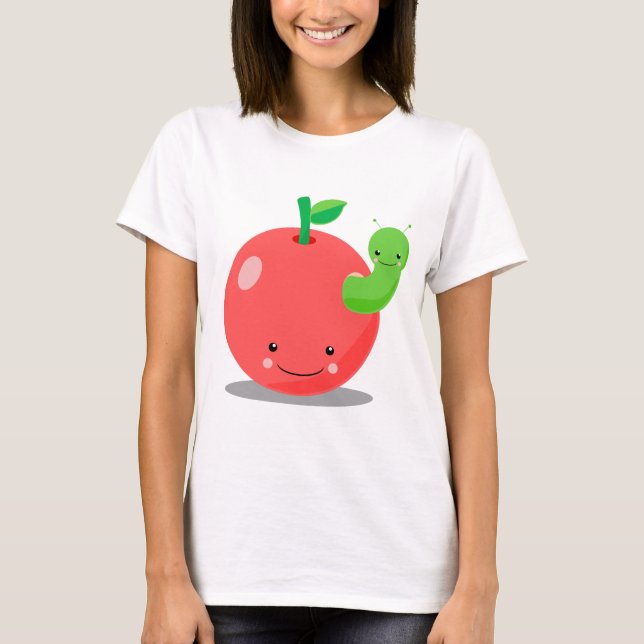 Camiseta manzana del kawaii (Anverso)