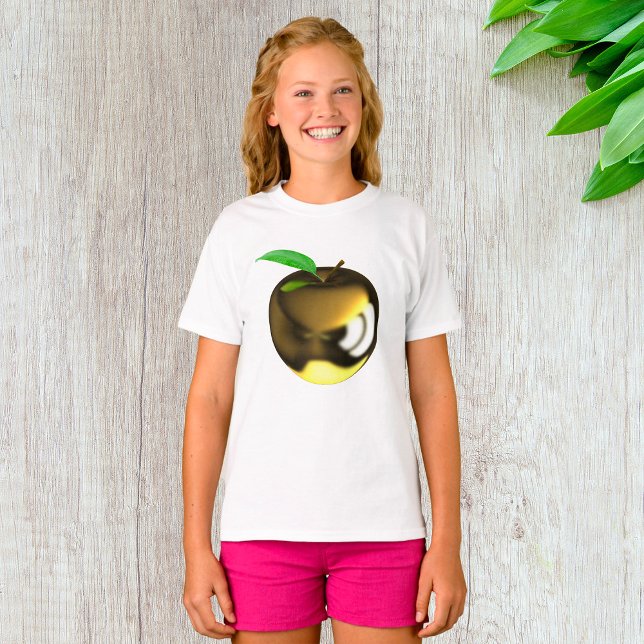 Camiseta Manzana dorada con hoja brillante metálica (Subido por el creador)