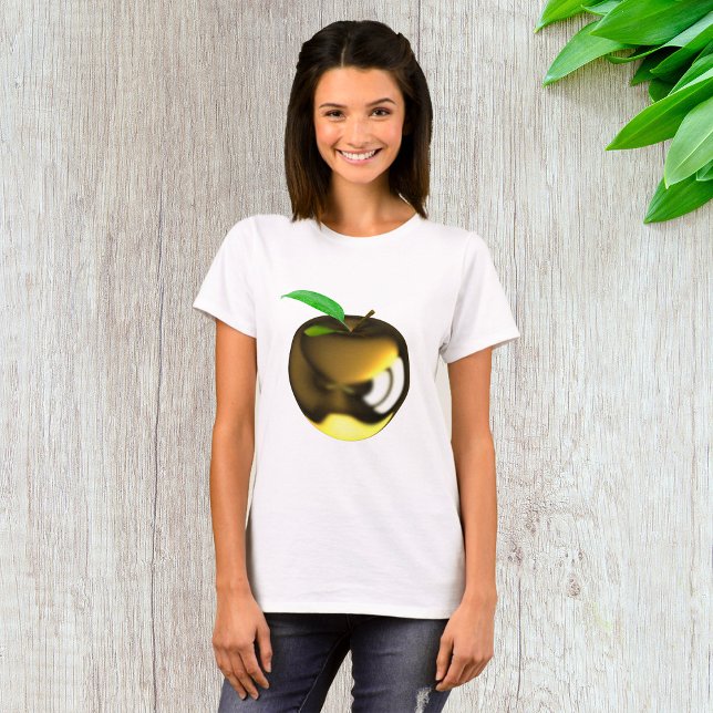 Camiseta Manzana dorada con hoja brillante metálica (Subido por el creador)