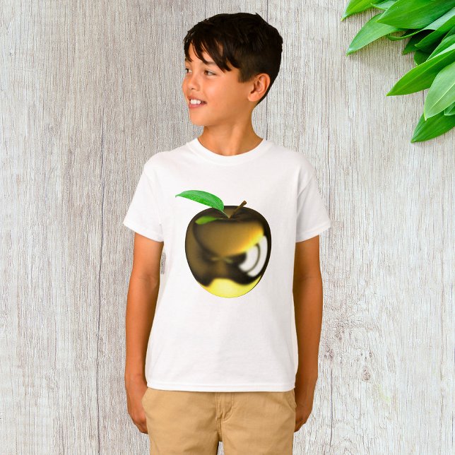 Camiseta Manzana dorada con hoja brillante metálica (Subido por el creador)
