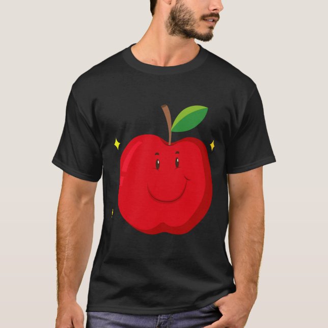 Camiseta Manzana roja con cara feliz (Anverso)