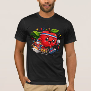 Camiseta Manzana Roja Super Corriendo Mascota de Fitness de